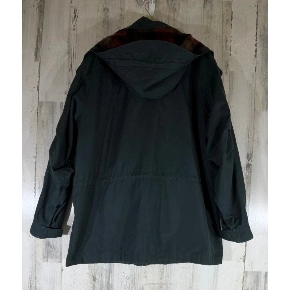 Eddie Bauer Wool Lined Mountain Parka Large Green Hooded Barn Coat Chore Jacket